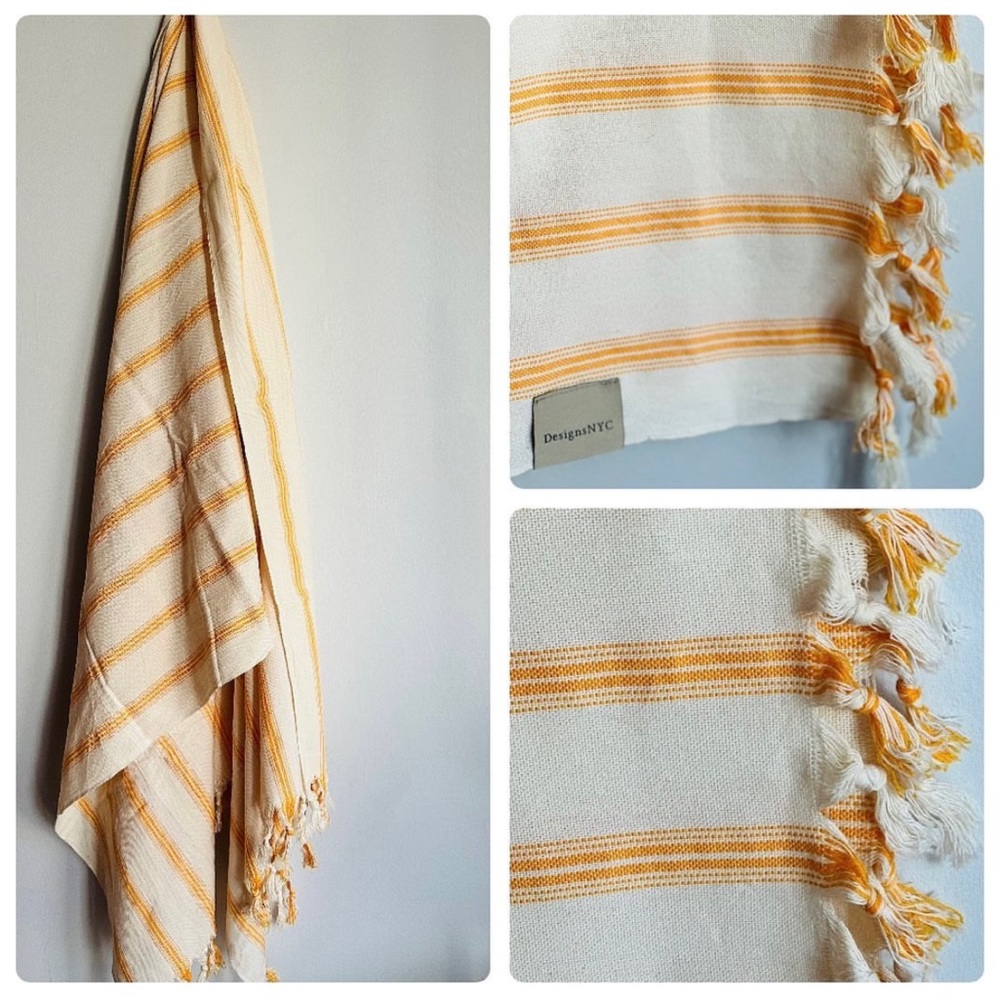 Striped Collection Oversized| Hand-woven Turkish Cotton towel, Sunshine